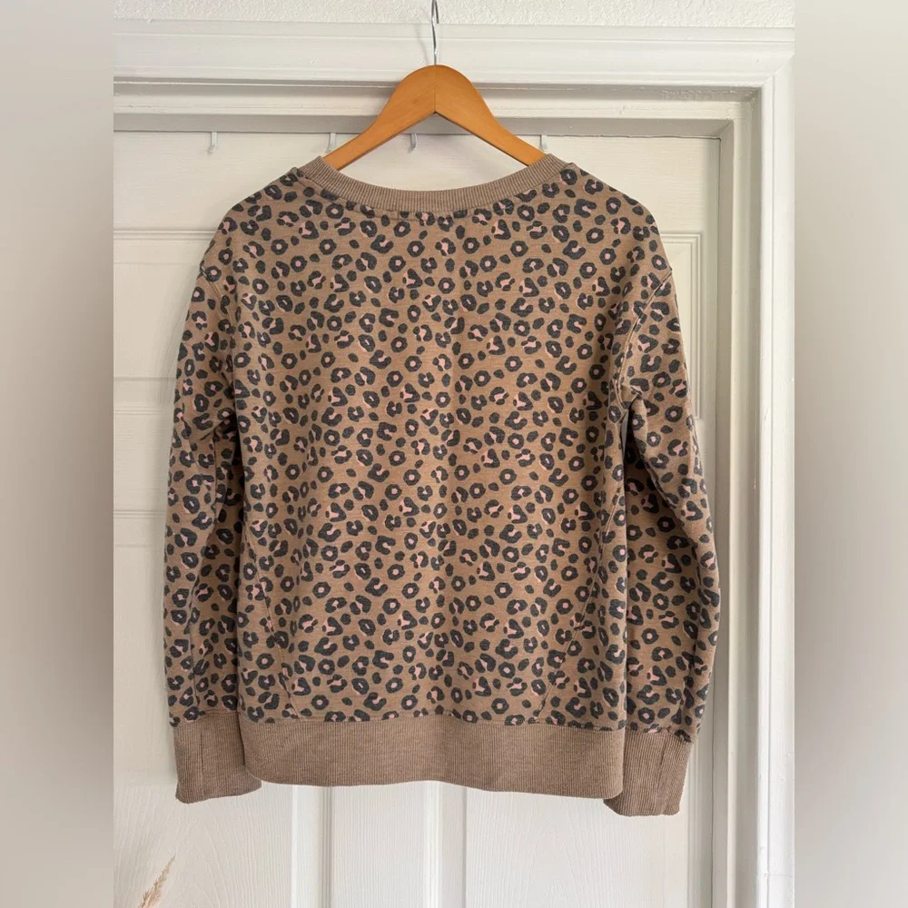 C&C California Brown Leopard Print Crewneck, Size Small